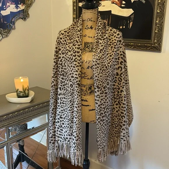 LA FIORENTINA Rex Rabbit Fur Wool Reversible scarf wrap shawl wrap Brown tan